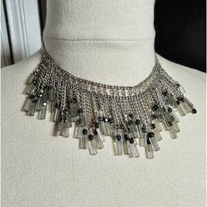 Vintage Robert Rose Art Deco Beaded Fringe Choker Necklace